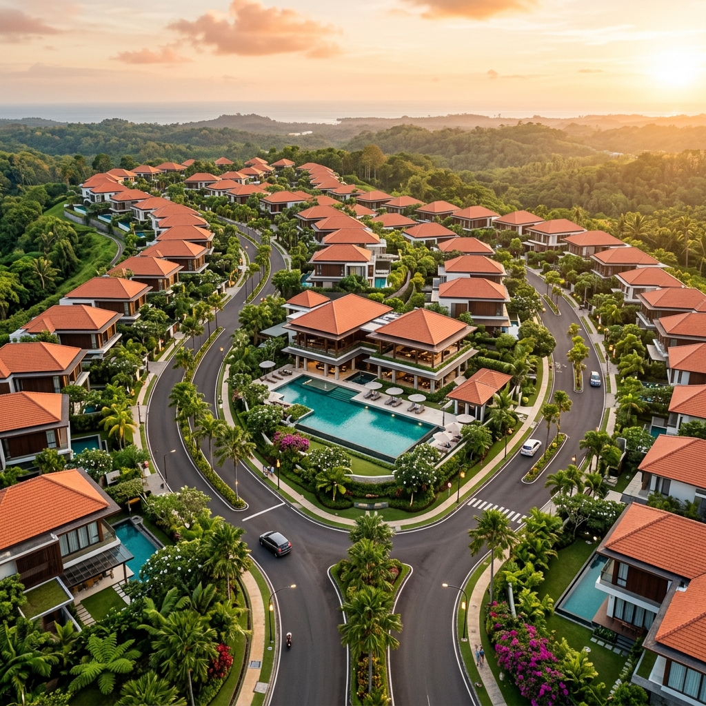 Aerial view of Sarimurti Land residential development